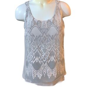 Gray print to sequin Express tank
